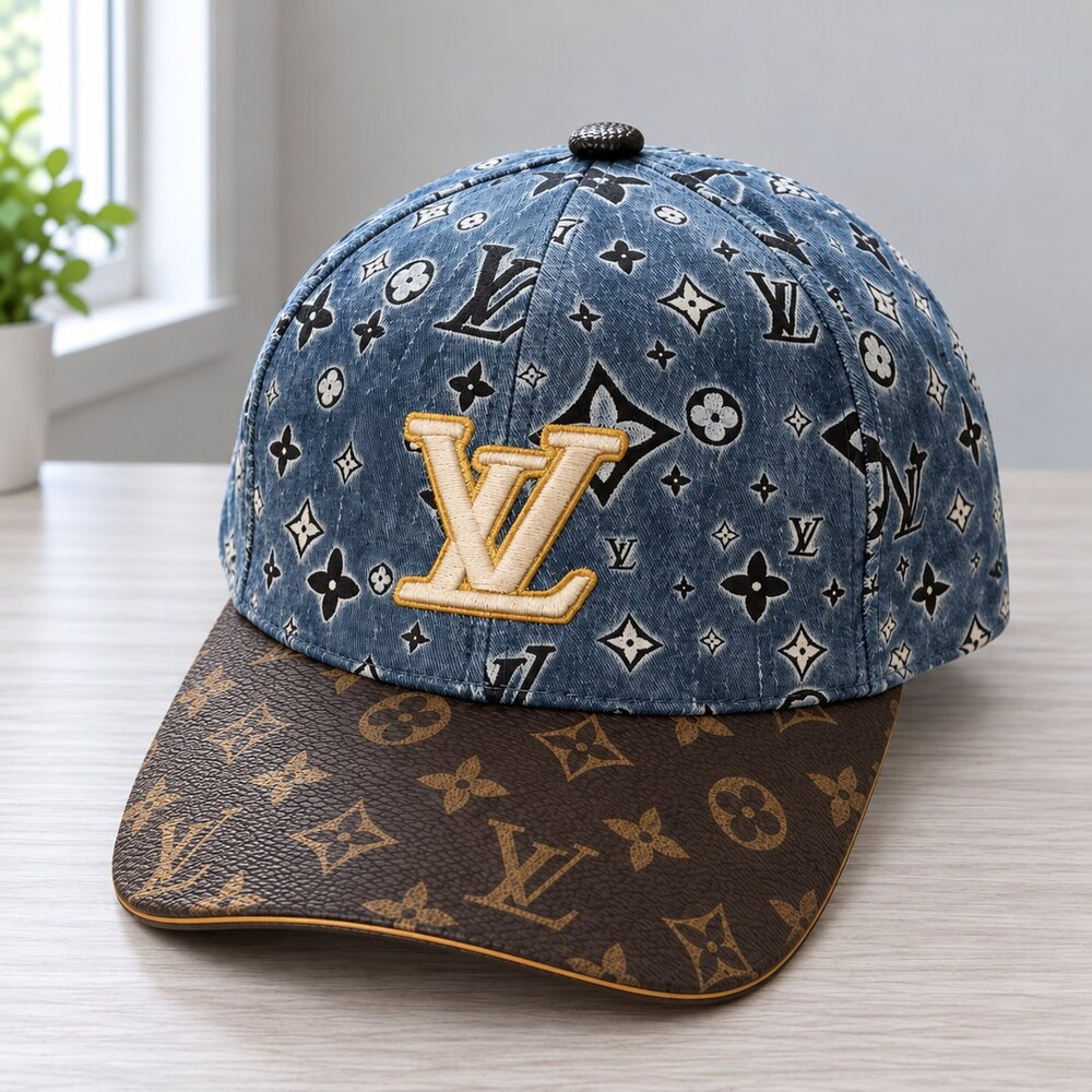 Louis Vuitton Blue Brown Monogram Cap - Picture 4 of 6
